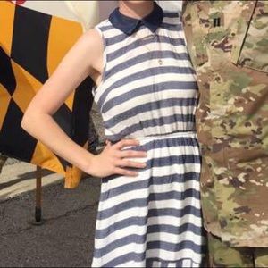 Blue and white striped dress